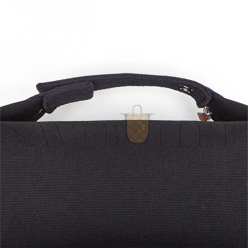 H**mes BLEU NUIT BLACK COTTON CANVAS SMALL MODEL BRIDE-A-BRAC CASE (25*21*14cm)